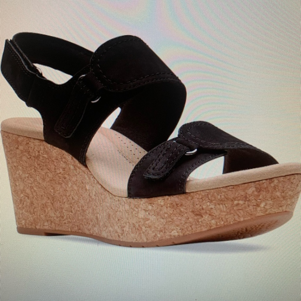 Clarks- Rose Lane Slingback Platform Wedge Sandals